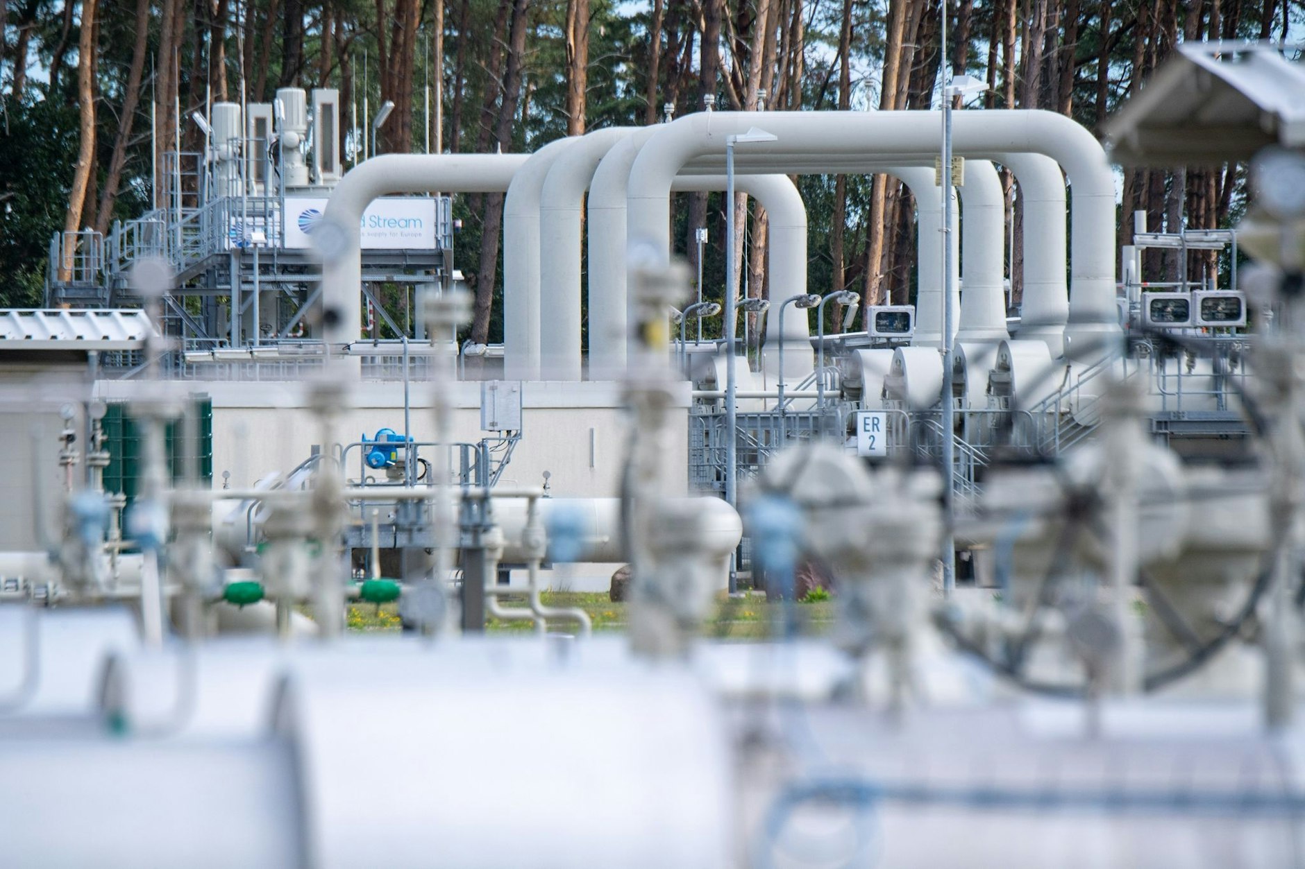 Die Gasempfangsstation der Ostseepipeline Nord Stream 1 im mecklenburgischen Lubmin.  