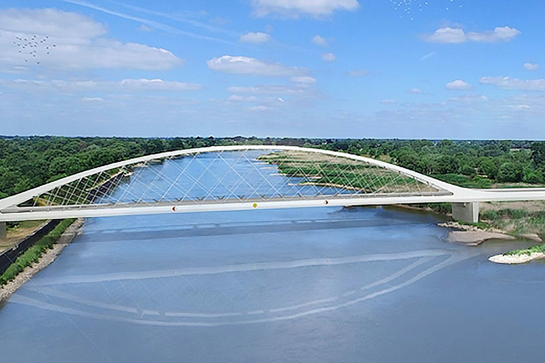 Die Visualisierung zeigt, wie die neue Oderbrücke der Bahn aussehen wird.