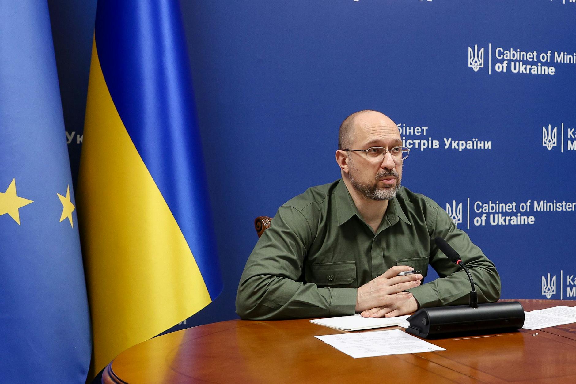 Denys Schmyhal, Ministerpräsident der Ukraine, bei einem Interview. 