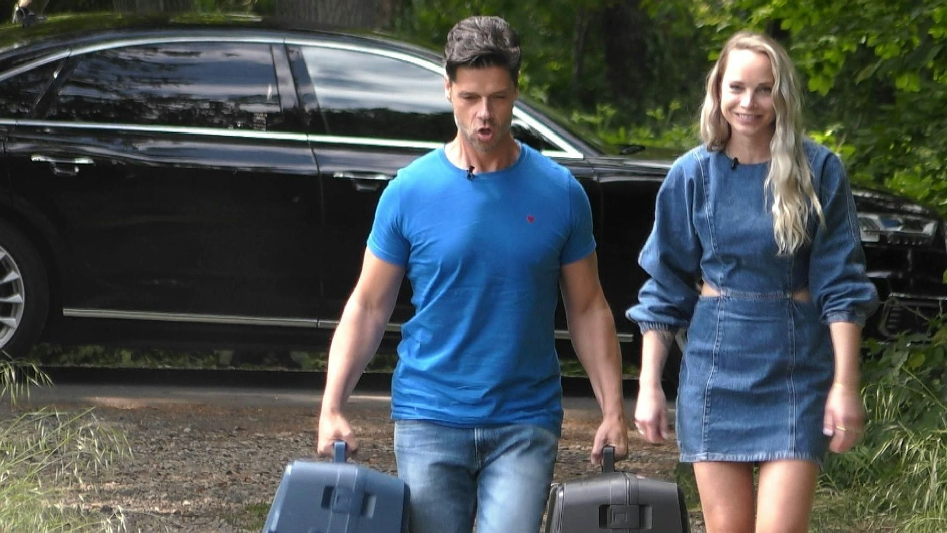 Stephen und Katharina Dürr beim Einzug ins Sommerhaus der Stars.