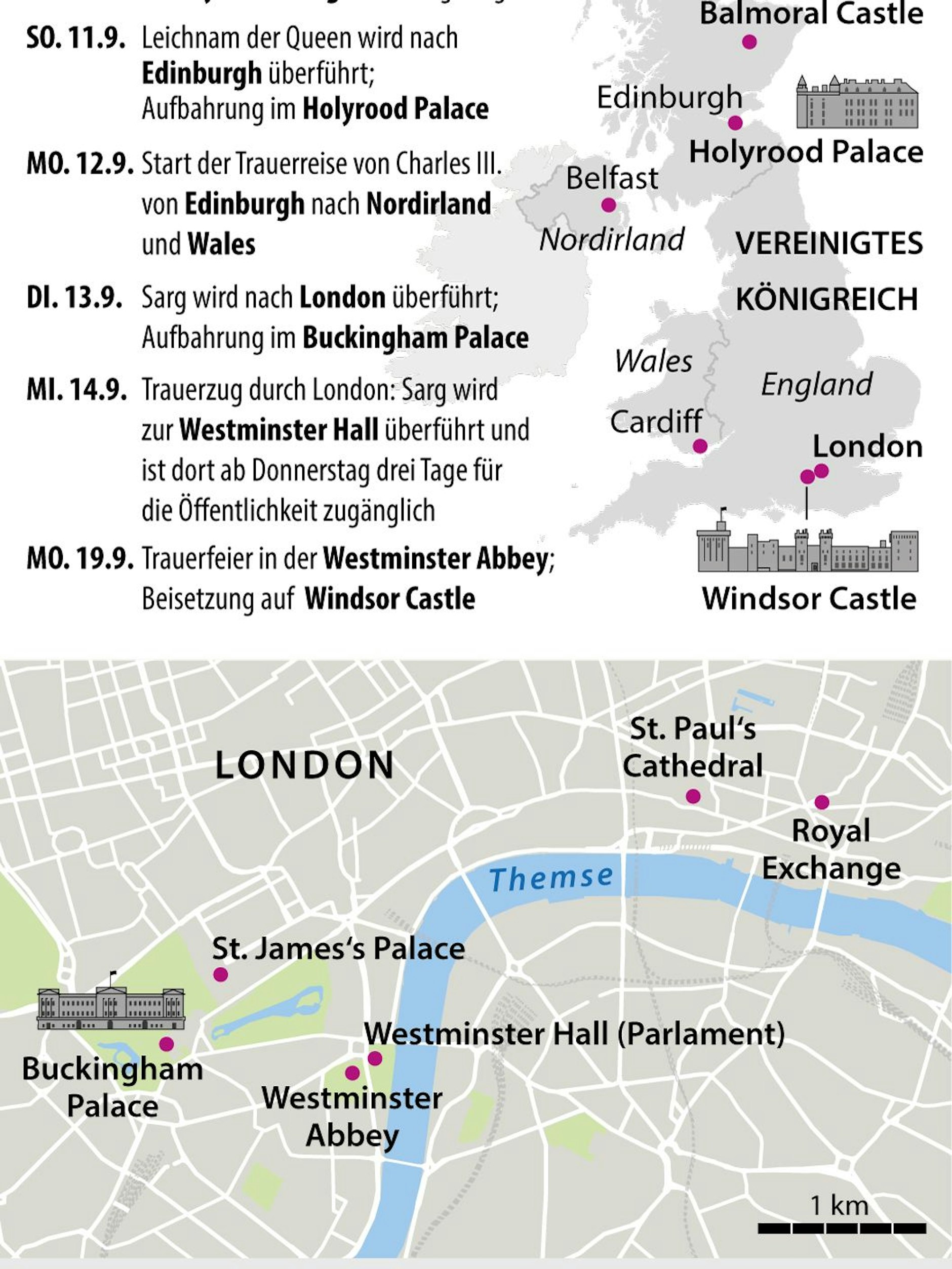 Das ist der Zeitplan bis zum Staatsbegräbnis der Queen.