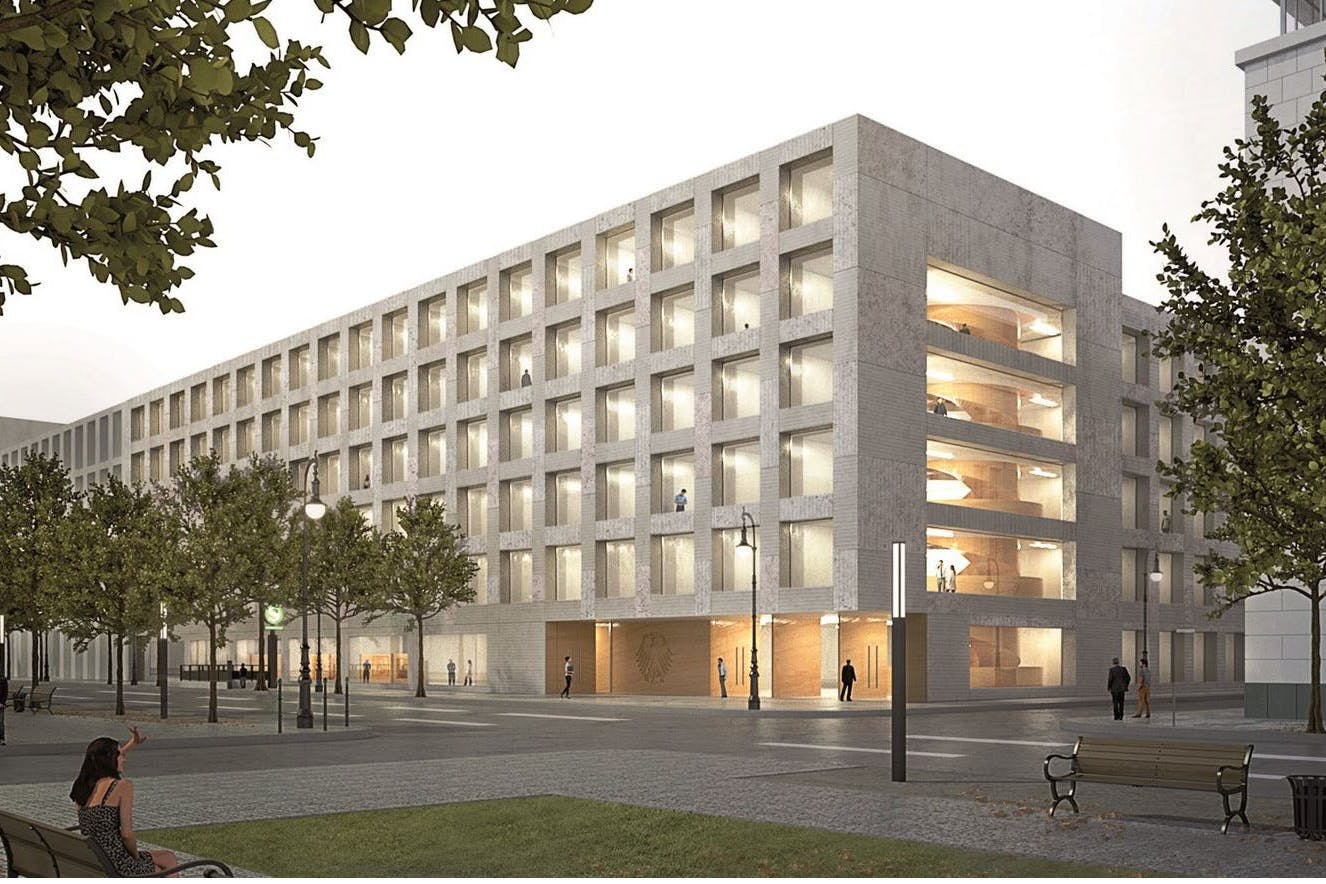 Der geplante Neubau: Das Elisabeth-Selbert-Haus soll als sechsgeschossiger Riegel an der Straße Unter den Linden, Ecke Schadowstraße entstehen.