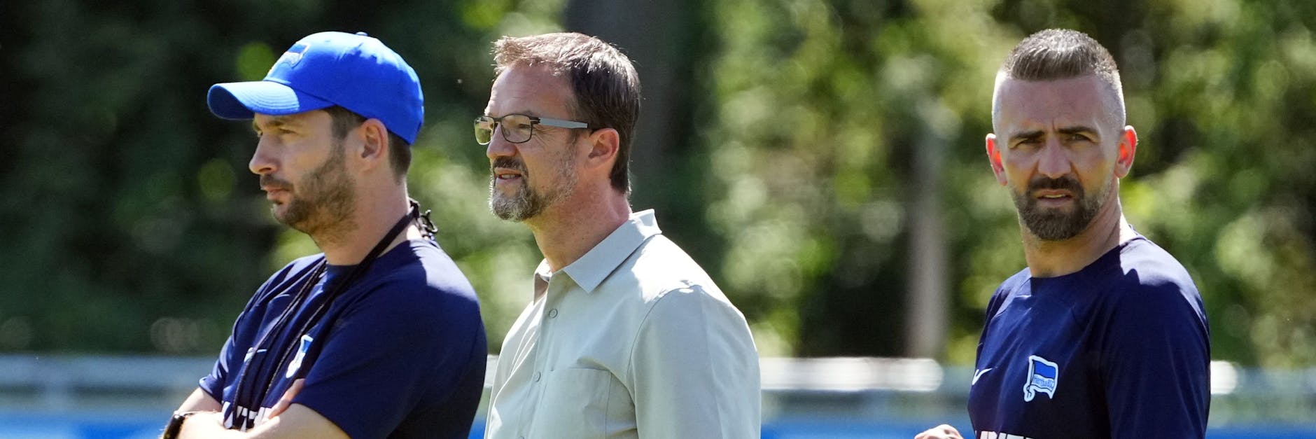 Halten Ausschau nach neuen Hertha-Helden: Cheftrainer Sandro Schwarz, Manager Fredi Bobic und Stürmertrainer Vedad Ibisevic (v.l.).