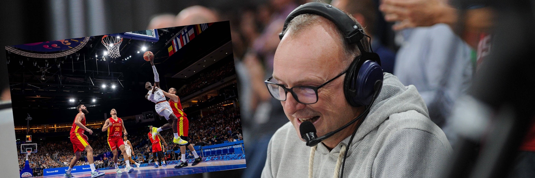 Sportkommentator und Basketball-Freak Frank Buschmann flehte seinen Arbeitgeber während des Viertelfinals an, bei der Basketball-EM dabei zu bleiben.&nbsp;