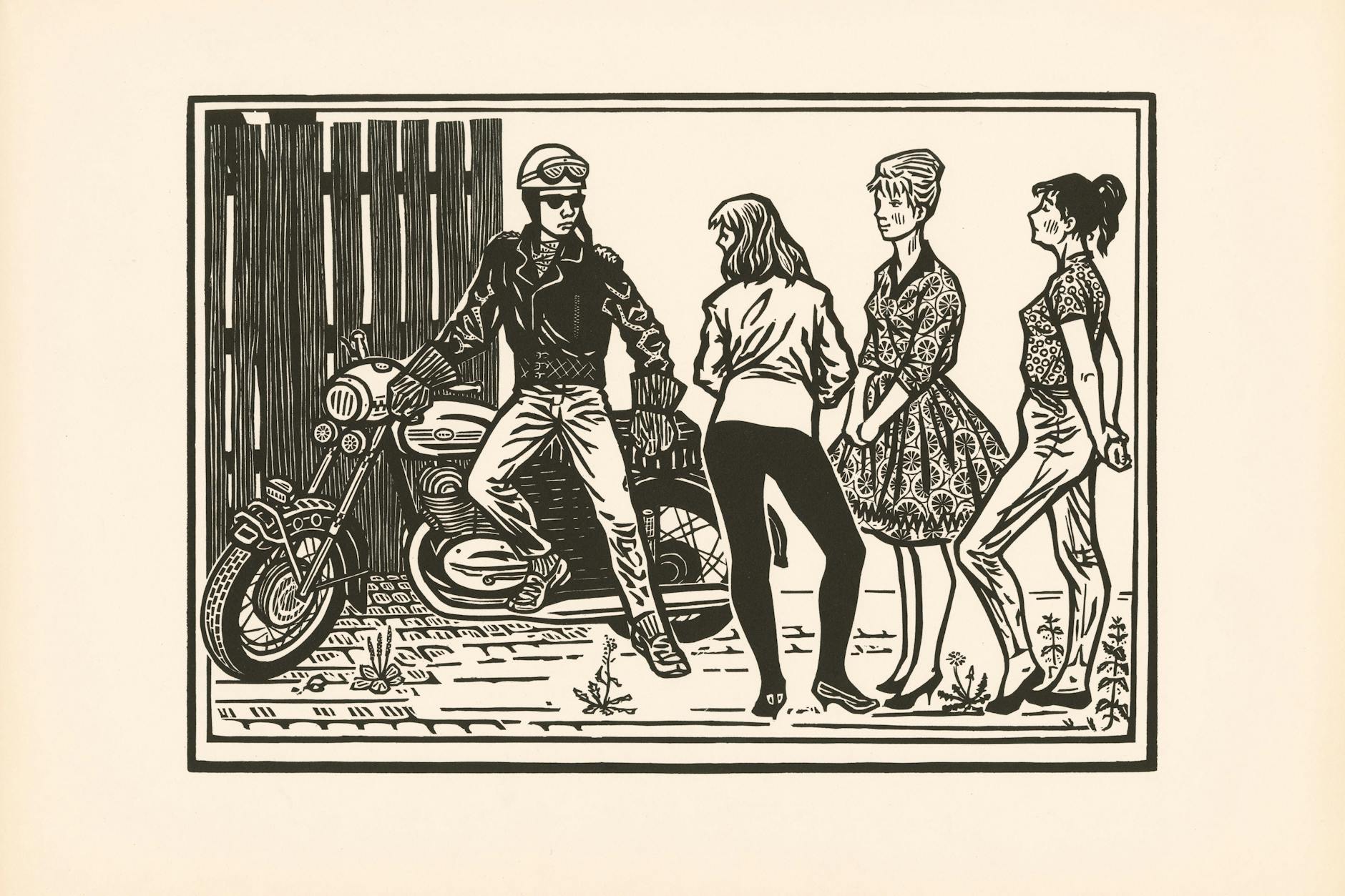 Augenzwinkernd angelegt ans mythische „Paris-Urteil“: Holzschnitt aus dem „Zyklus für die Jugend“, 1961