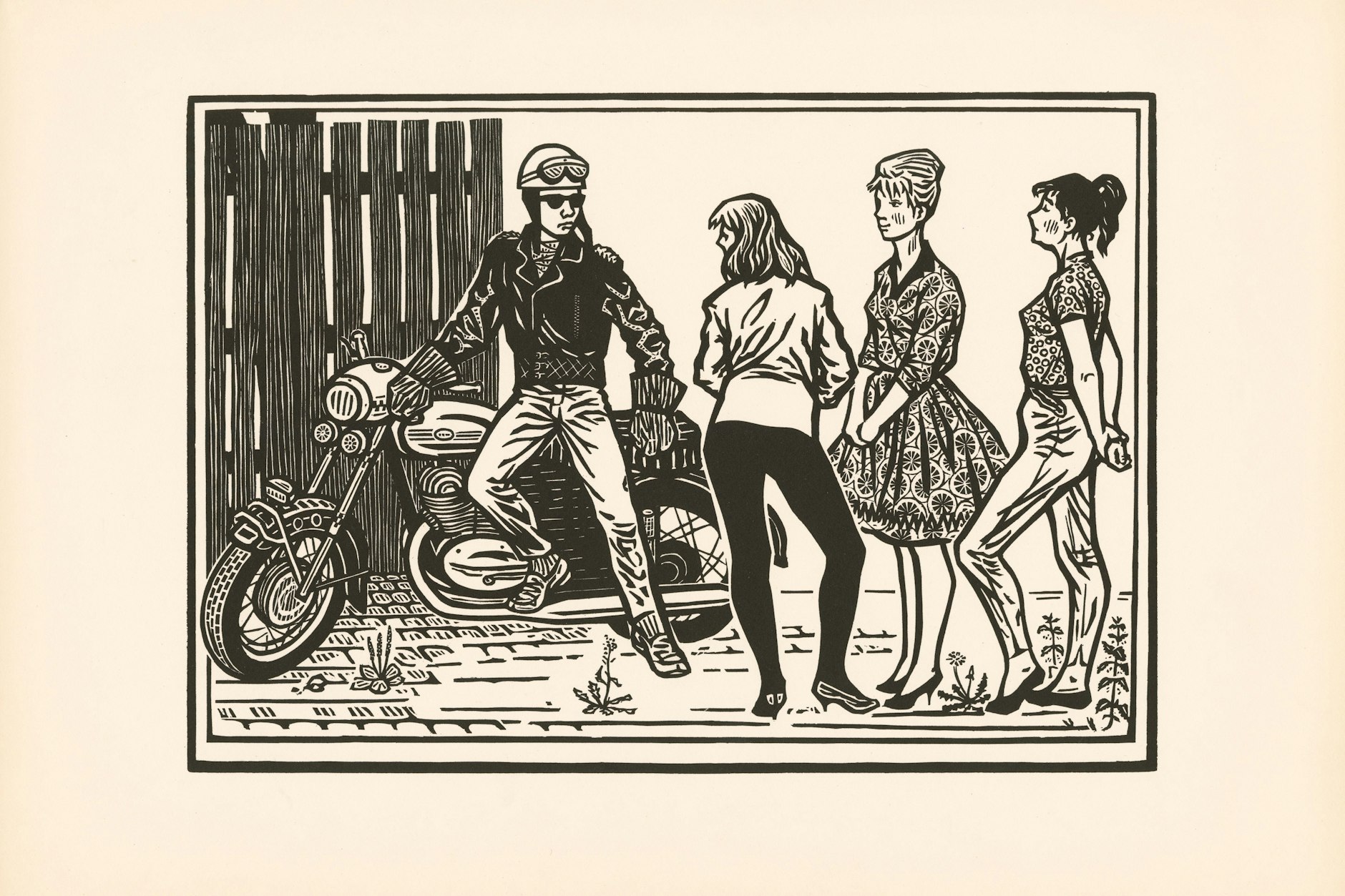 Augenzwinkernd angelegt ans mythische „Paris-Urteil“: Holzschnitt aus dem „Zyklus für die Jugend“, 1961