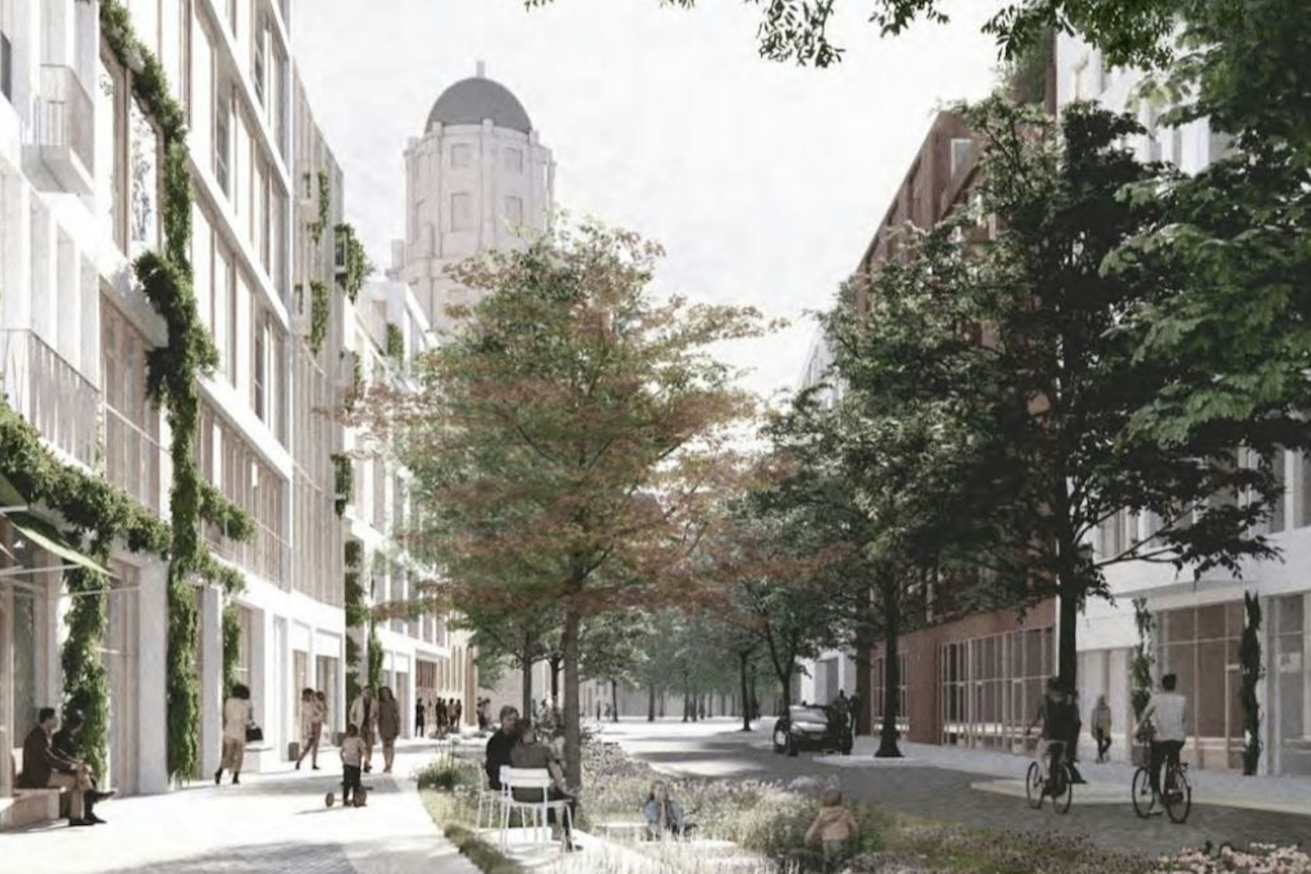 Ruhiges Quartier in der Mitte Berlins: So stellt sich das Team OS Arkitekter/Czyborra Klingbeil aus Kopenhagen und Berlin den neuen Molkenmarkt vor.