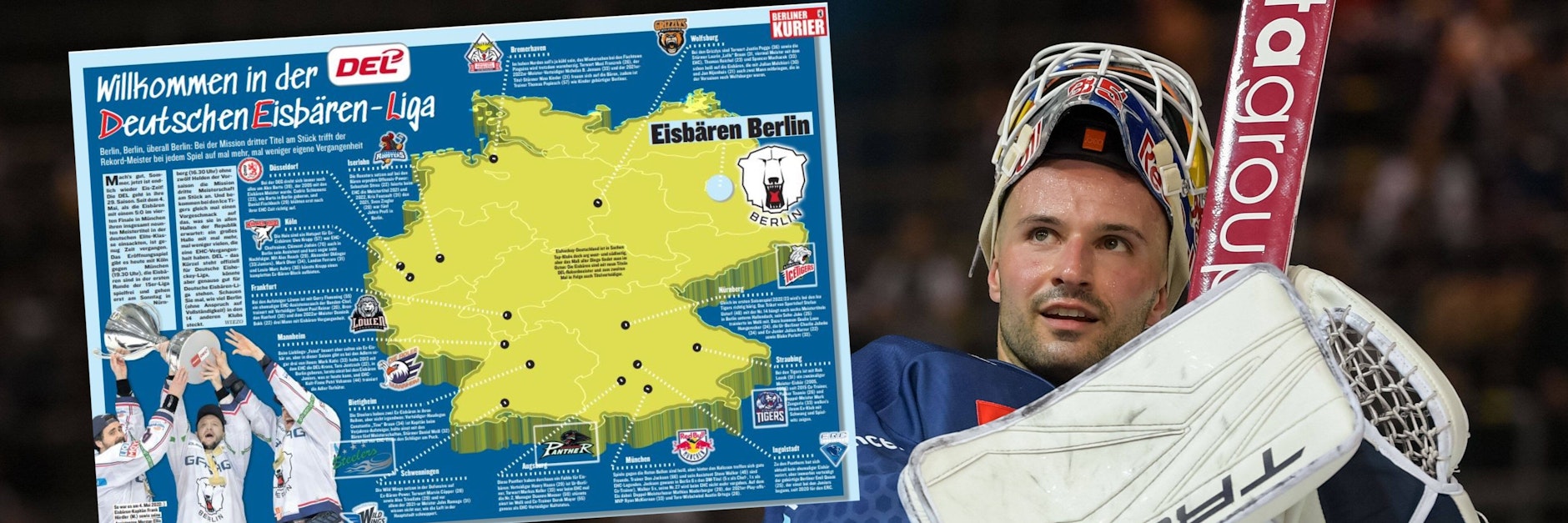 Doppel-Meisterhexer Mathias Niederberger (29) hütet ab dieser Saison das Tor der Roten Bullen in München und staunt über so viele Ex-Eisbären in der DEL.