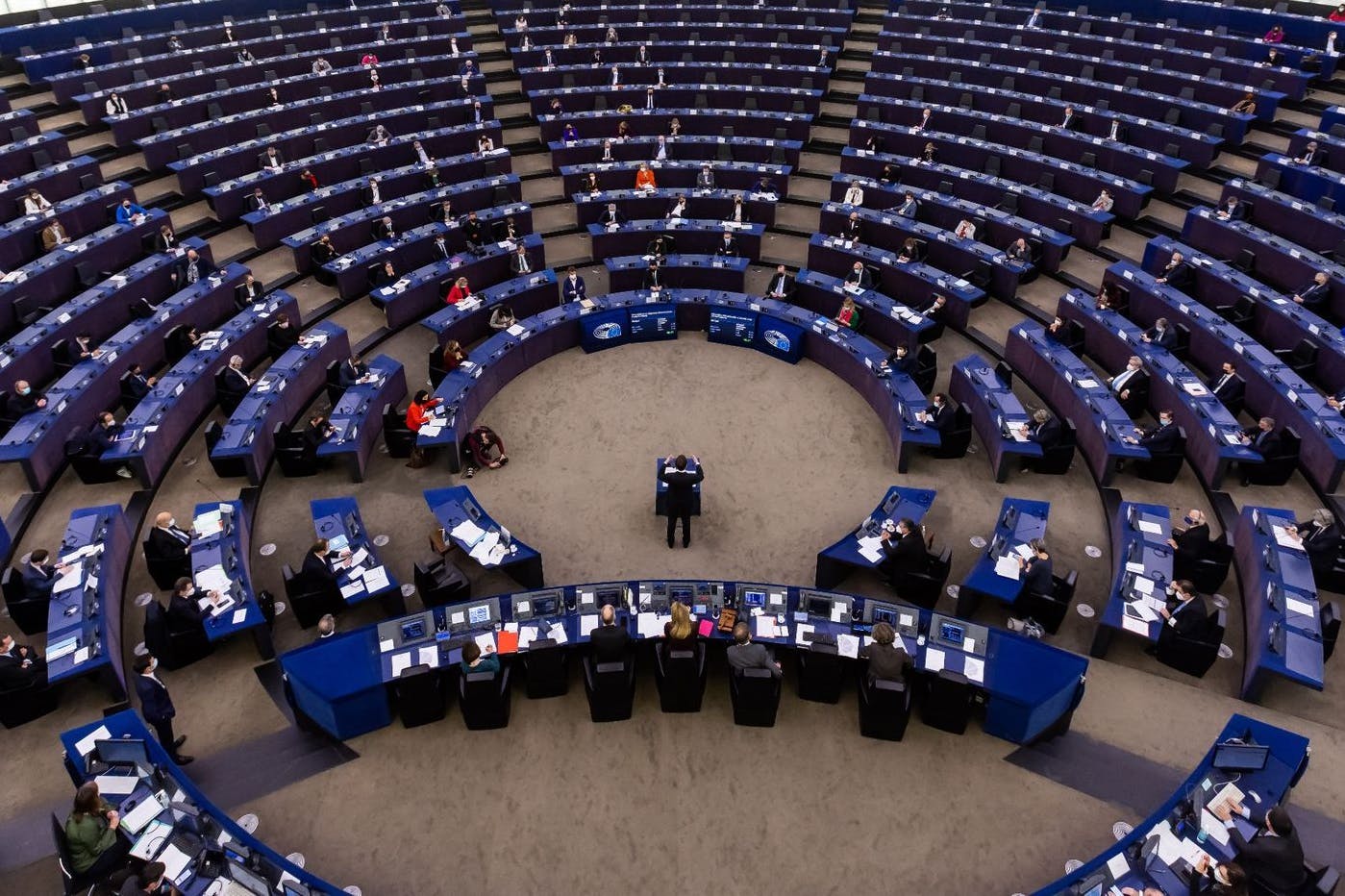 Der Plenarsaal des Europäischen Parlaments in Straßburg