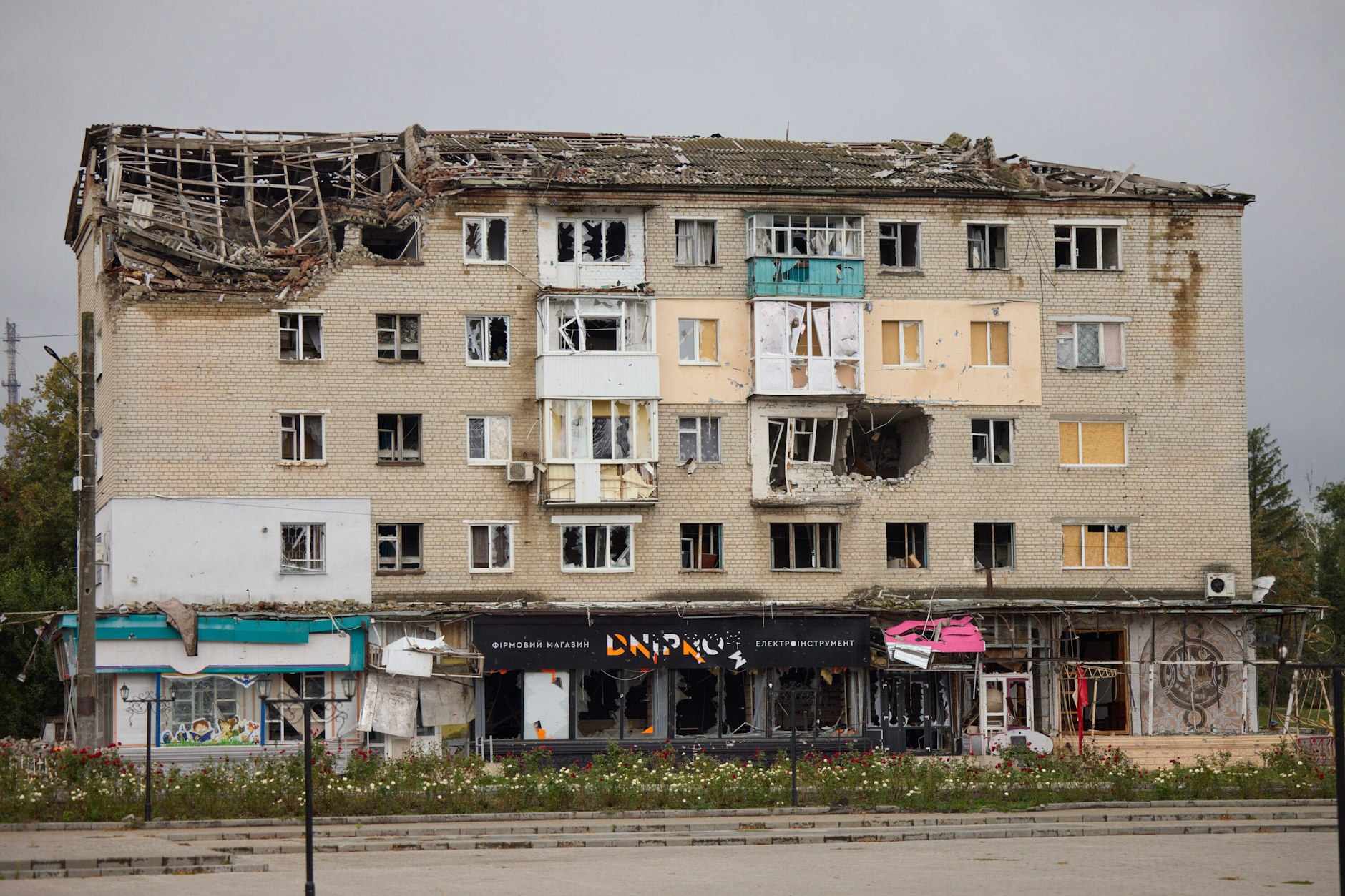 Ein zerstörtes Haus in Izyum, Region Charkiw, 14. September 2022