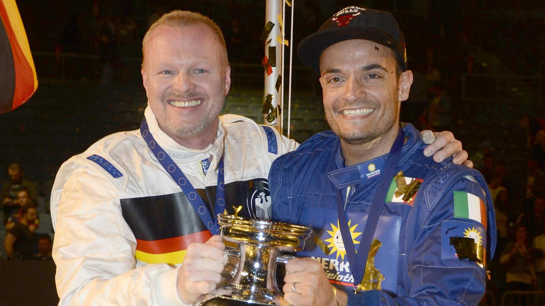 Stefan Raab und Giovanni Zarrella duellierten sich in drei Autoball-Finals.