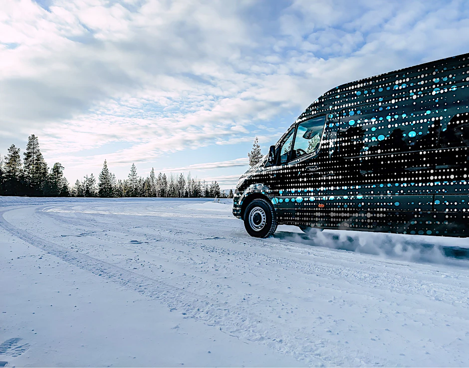 Die nächste Generation E-Sprinter bei der Wintererprobung zu Jahresbeginn