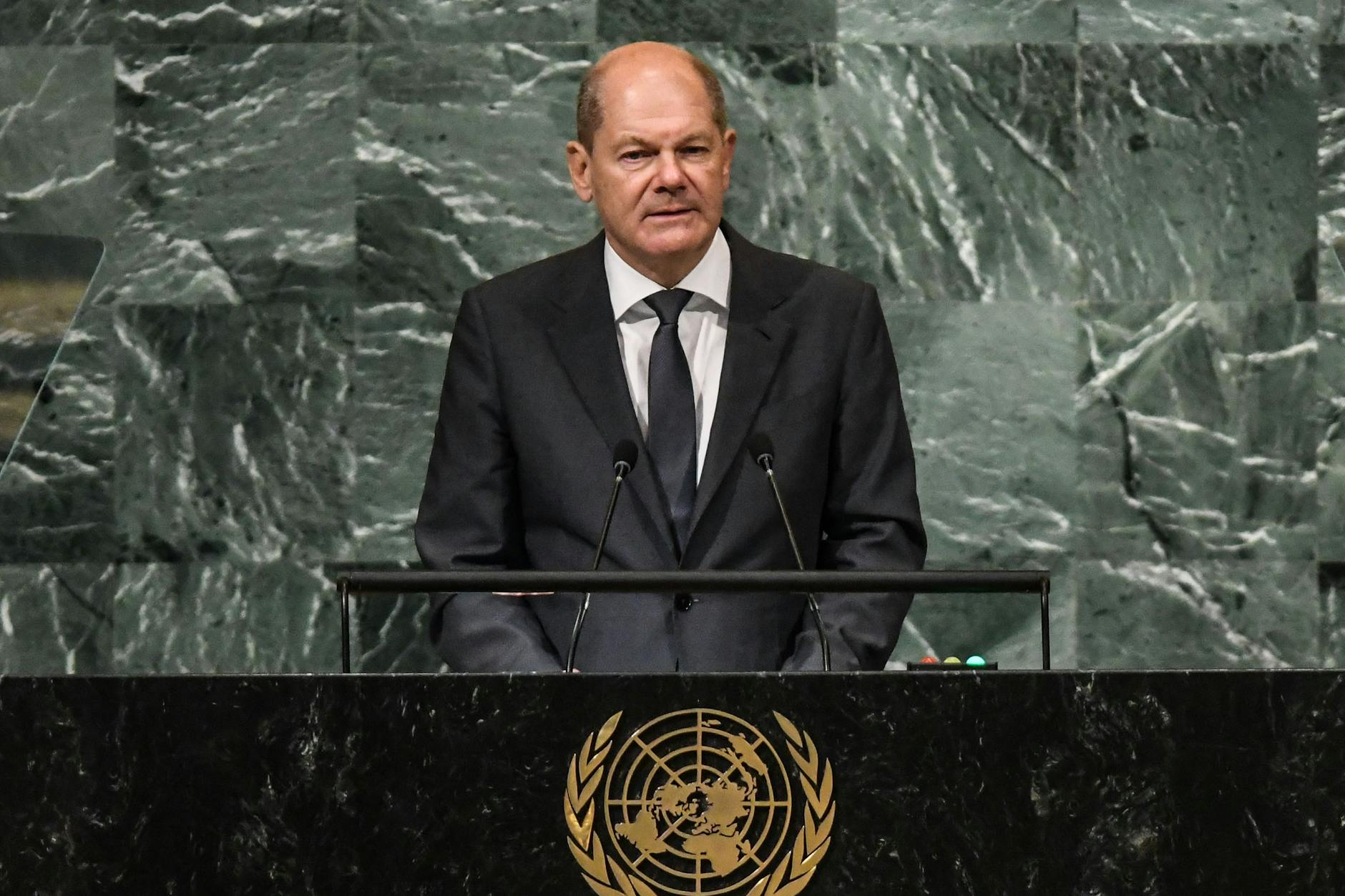 Bundeskanzler Olaf Scholz spricht bei der UN-Generalversammlung in New York