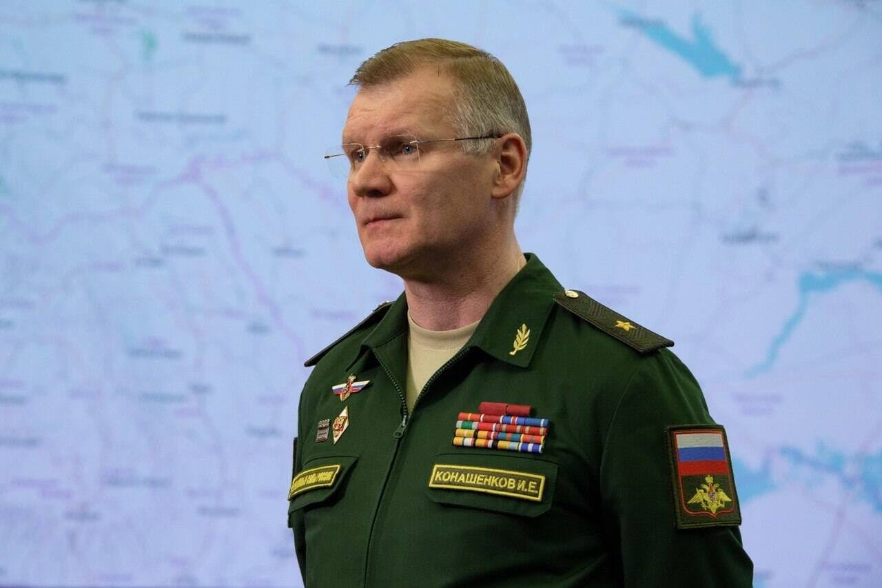Generalmajor Igor Konaschenkow, Sprecher des russischen Verteidigungsministeriums, aufgenommen auf dem Luftwaffenstützpunkt Hamaimim in Syrien. 