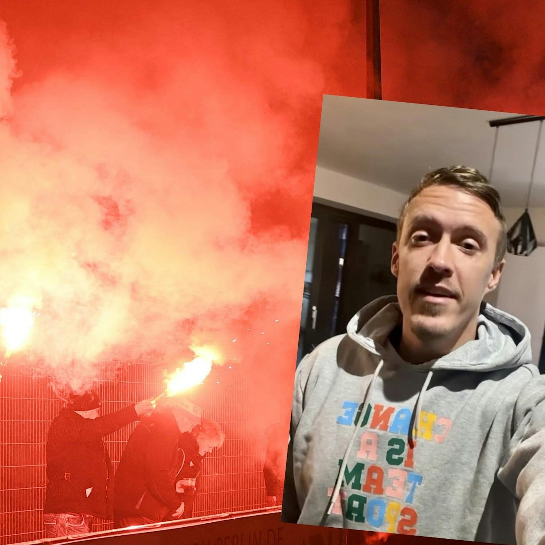 Bengalos und Polizeieinsatz: Union-Ultras besuchen Max Kruse zu Hause – und der feiert es!
