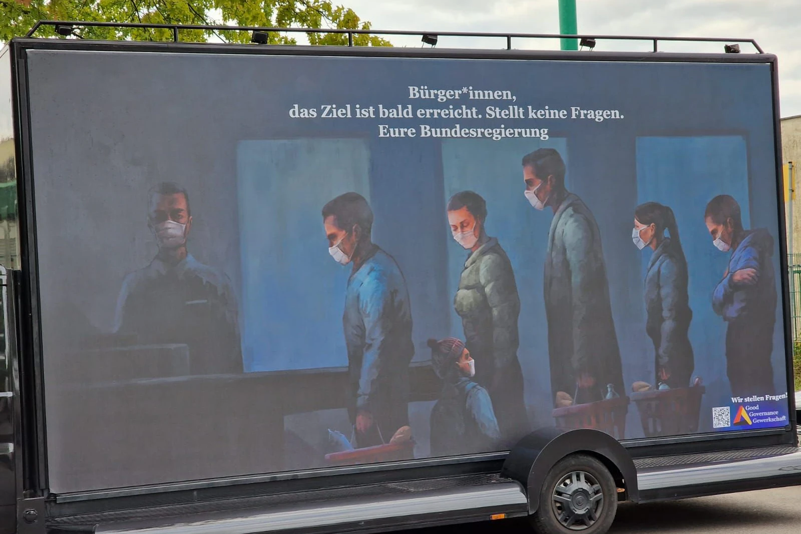 Eine Plakataktion der Gewerkschaft Good Governance