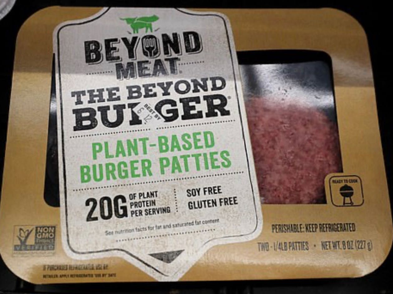 Ein fleischloser Burger der Marke „Beyond Meat“