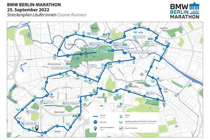 Streckenplan für den Berlin-Marathon am 25. September