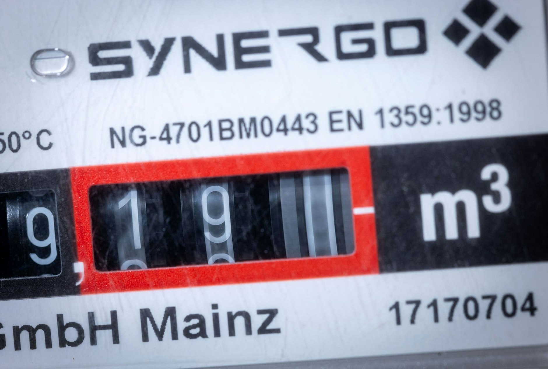 Das Zählwerk in einem Gastzähler dreht sich.  