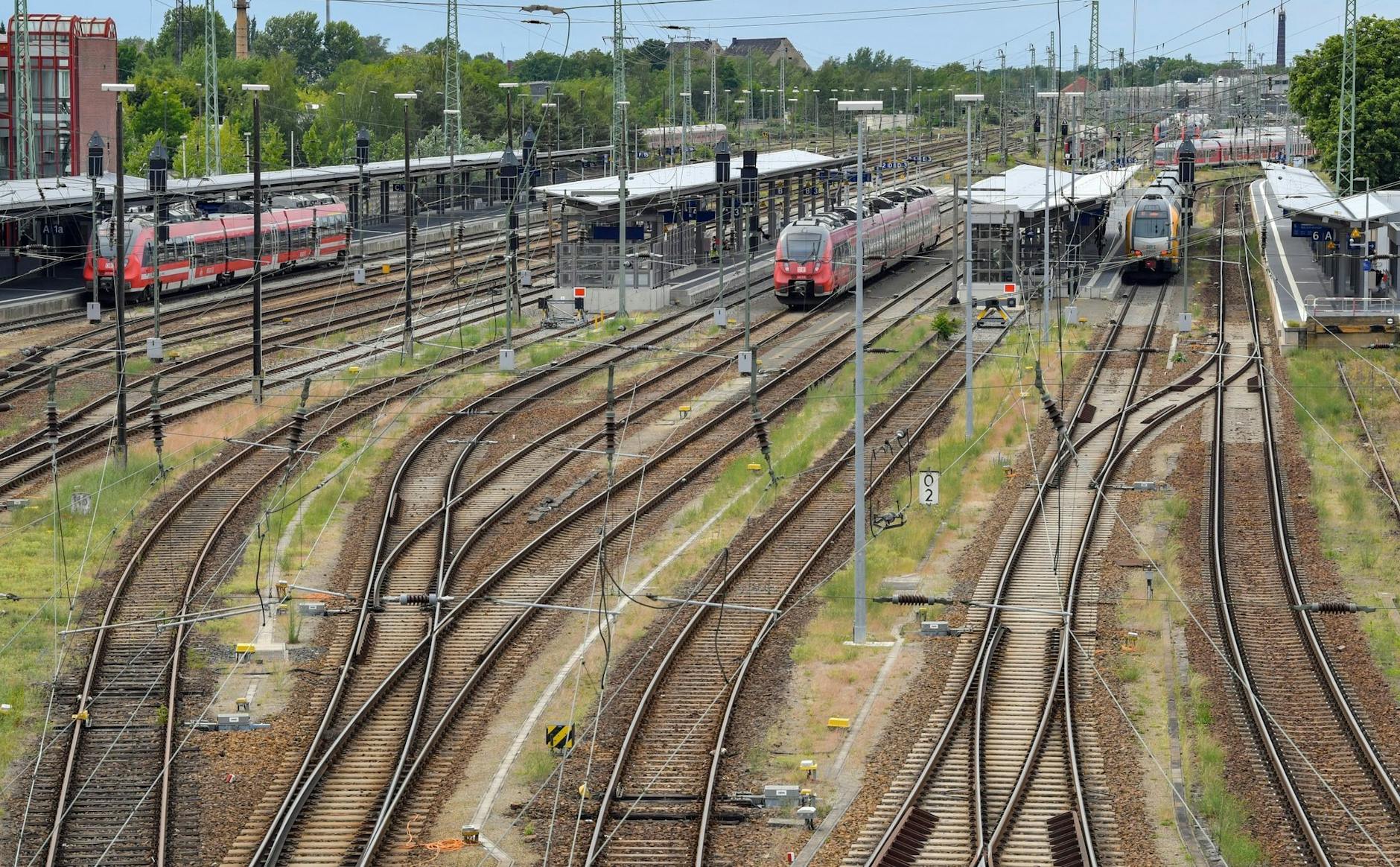 ARCHIV - Züge stehen am Cottbuser Hauptbahnhof. a/Archivbild
