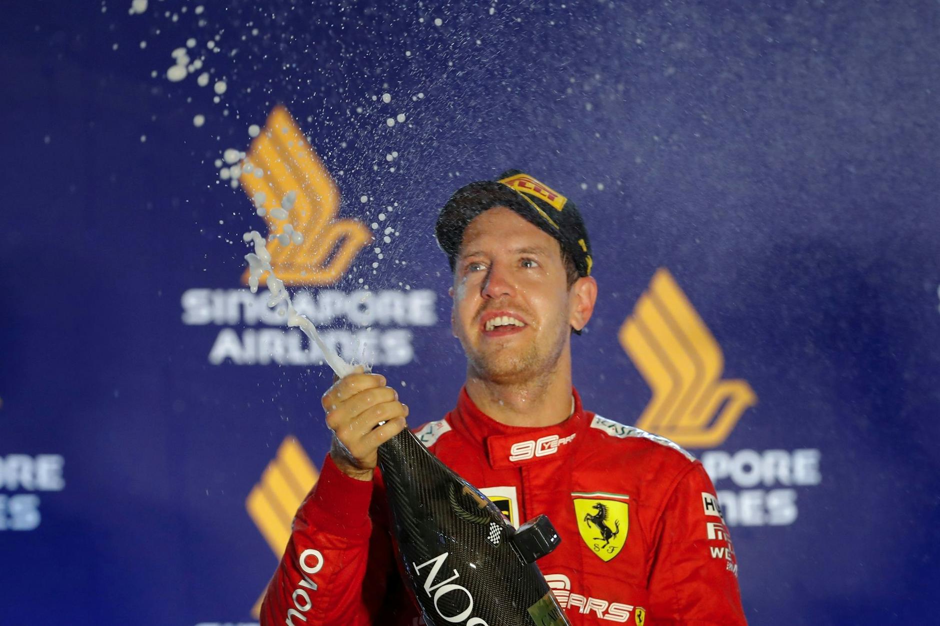 2019 konnte Sebastian Vettel im Ferrari zum fünften und bislang letzten Mal nach einem Sieg in Singapur die Champagnerkorken knallen lassen.
