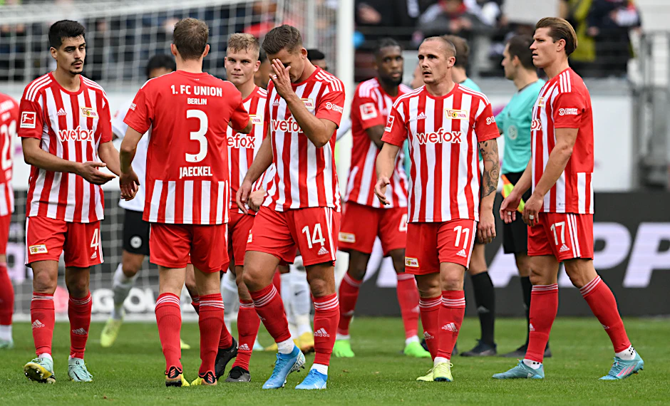Lange Gesichter bei den Spielern des 1. FC Union nach der Pleite bei Eintracht Frankfurt.&nbsp;