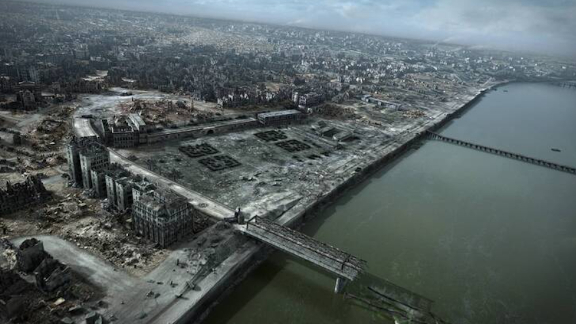 Das zerstörte Warschau, Luftbild von 1945