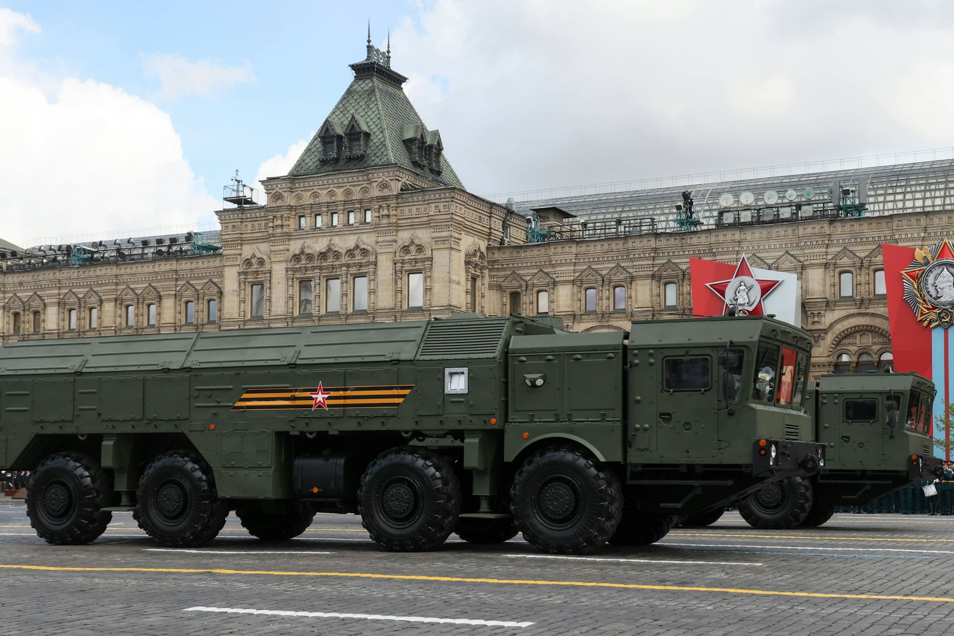 Raketenwerfer vom Typ Iskander in Moskau: Putin hofft auf eine Schwäche des Westens.