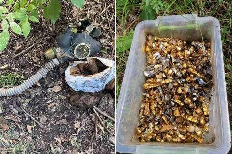 Die vom ukrainischen Verteidigungsministerium auf Twitter veröffentlichten Fotos zeigen die Kiste voller Goldzähne.