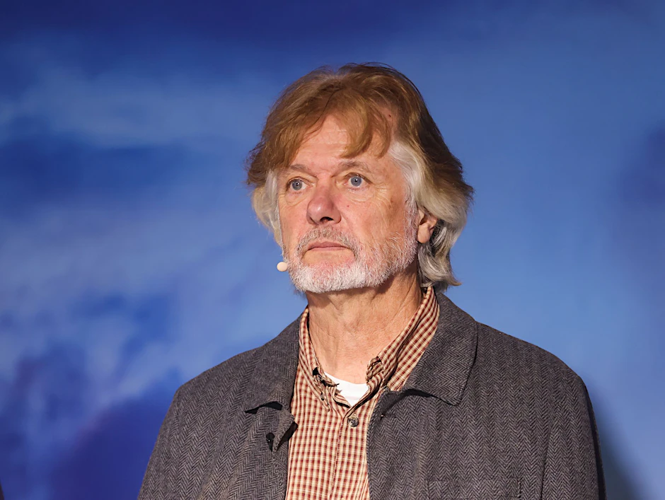Der Polarforscher Arved Fuchs während eines Pressegesprächs auf dem ExtremWetterKongress in Hamburg.  