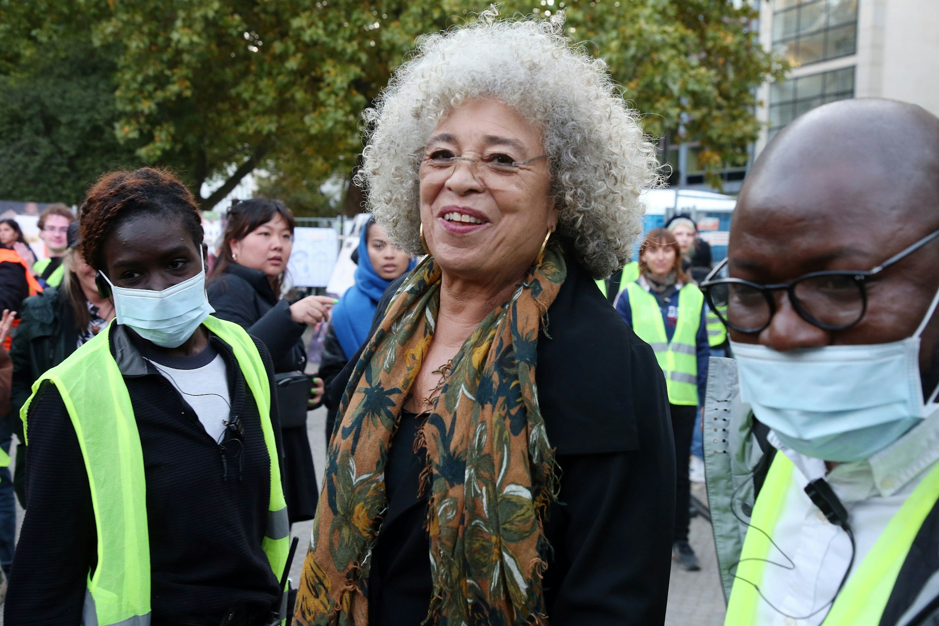 Nicht im Aktivismus-Ruhestand: Angela Davis am Donnerstag auf dem Oranienplatz in Kreuzberg.