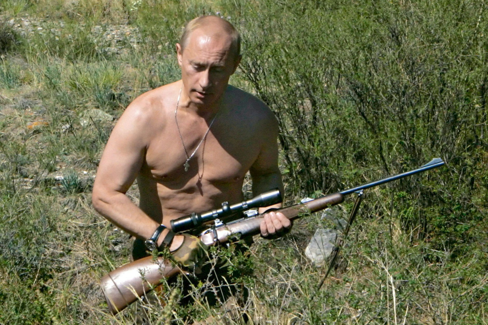 Wladimir Putin inszeniert sich gerne selbst als Starker Krieger.