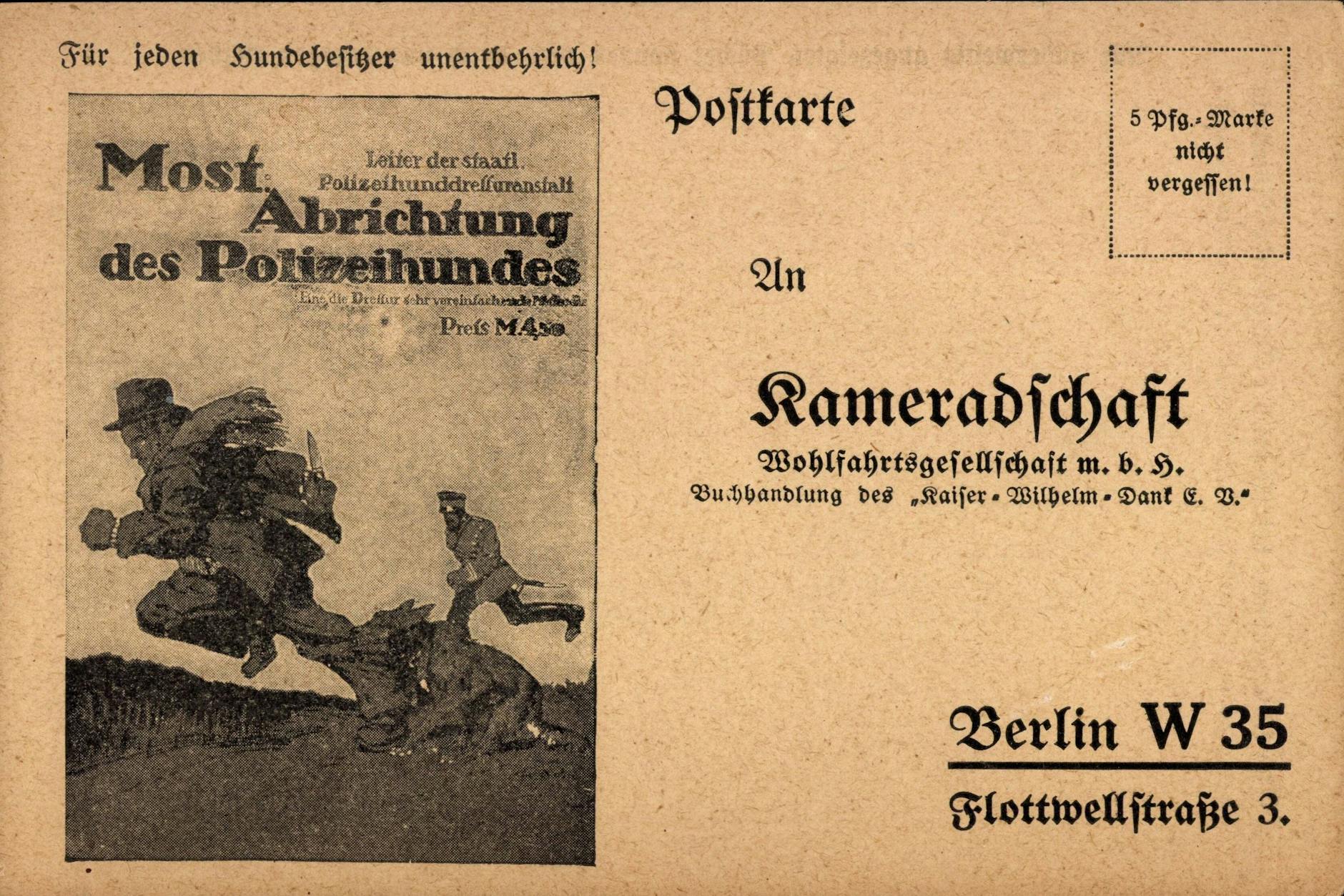 Most. Abrichtung des Polizeihundes. Zeitschrift Polizeihundedressur, 1935