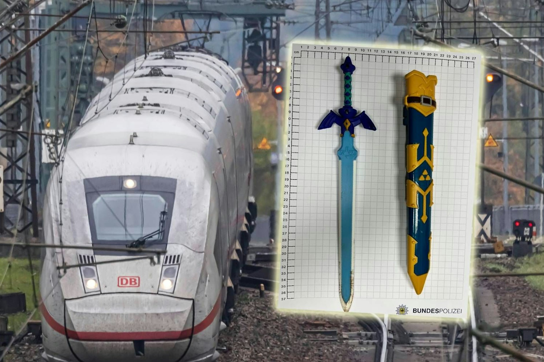 Im ICE kam es zum Streit. Die Polizei nahm einem Mann dieses Schwert ab.