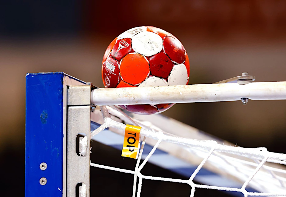 ARCHIV - Ein Handball liegt auf einem Tor.  