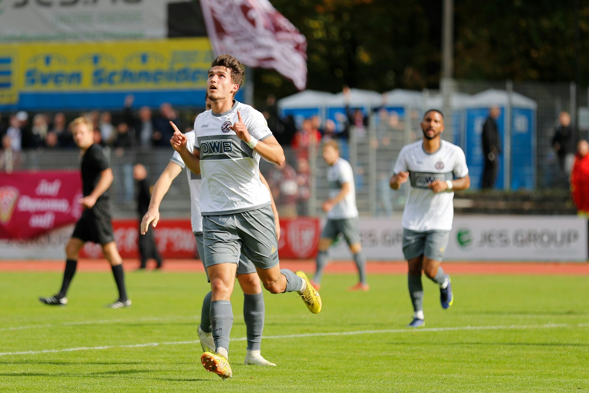 &nbsp;Leonidas Tiliudis bejubelt seinen Treffer für den BFC Dynamo beim 1:1 in Greifswald.
