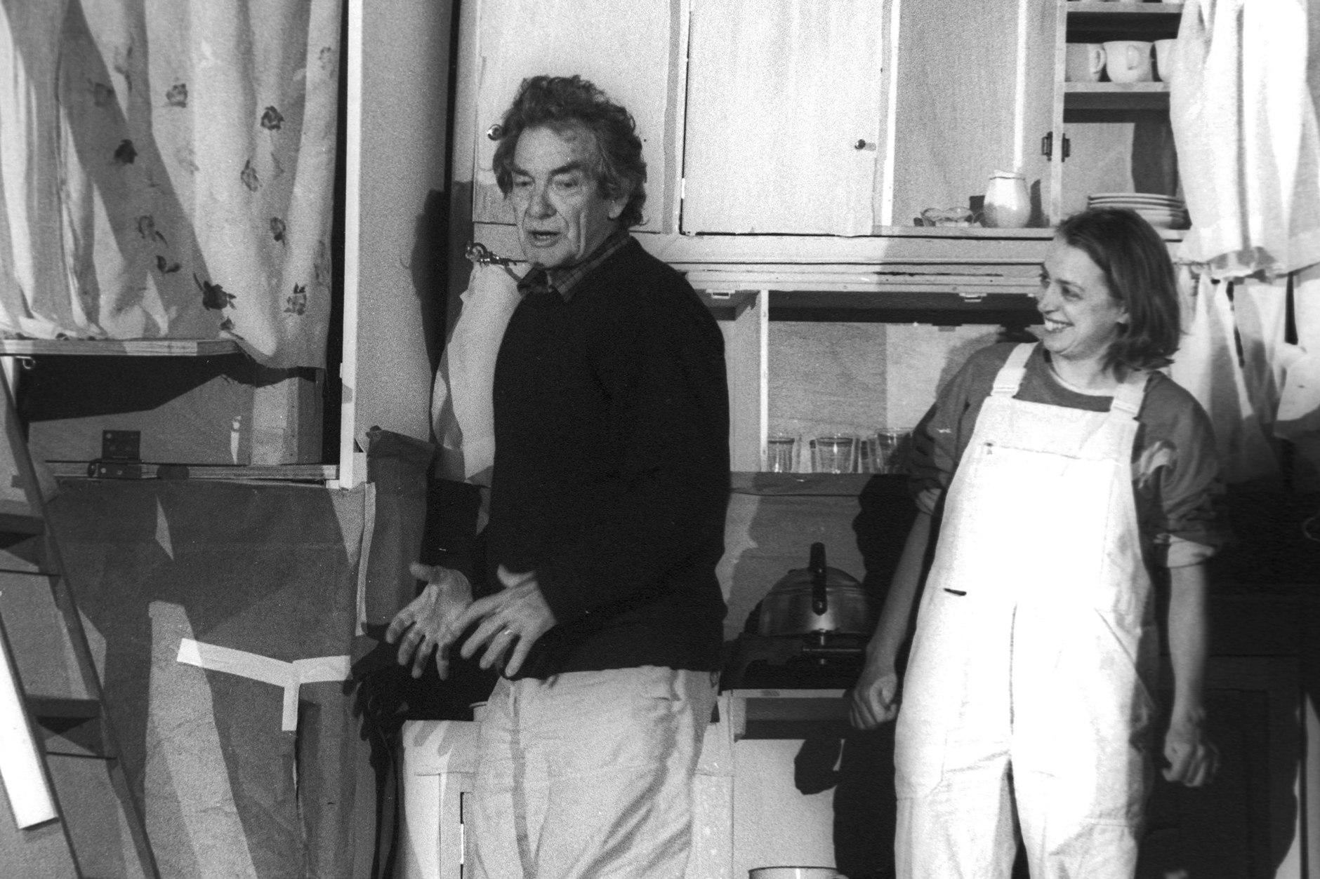 Benno Besson mit Katharina Thalbach bei der Probe zu „Hase Hase“ am Schillertheater, 1992.