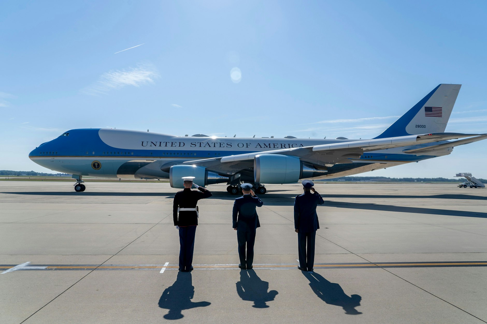Die Air Force One des Amerikanischen Präsidenten steht zum Abflug bereit.