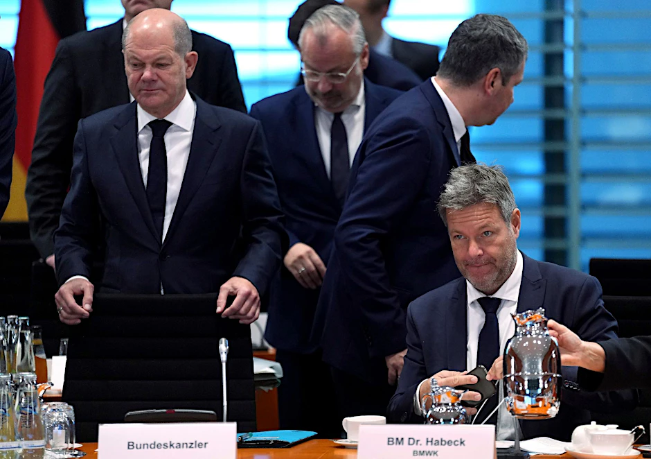 Bundeskanzler Olaf Scholz und Wirtschaftsminister Robert Habeck in Berlin.  