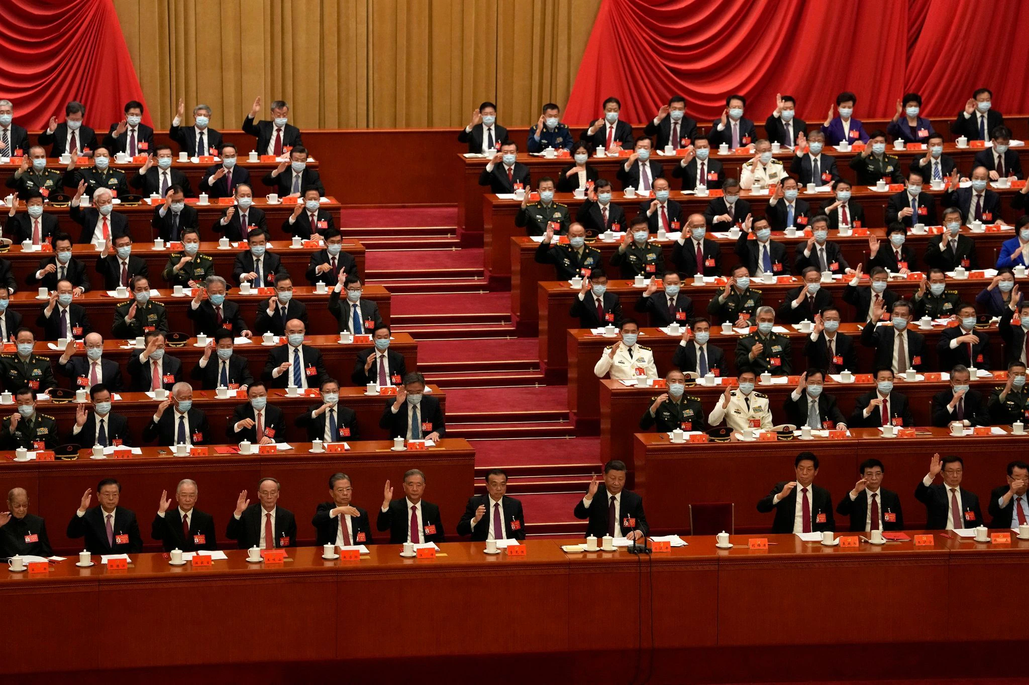 Abschlusszeremonie des 20. Nationalkongresses der regierenden Kommunistischen Partei Chinas.  