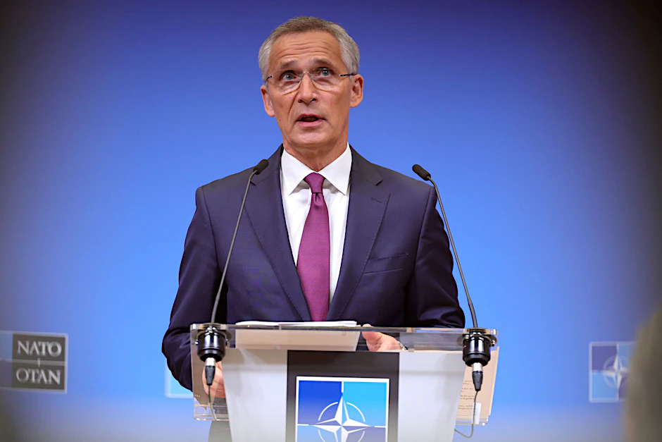 Nato-Generalsekretär Jens Stoltenberg auf einer Pressekonferenz (Archivbild).&nbsp;