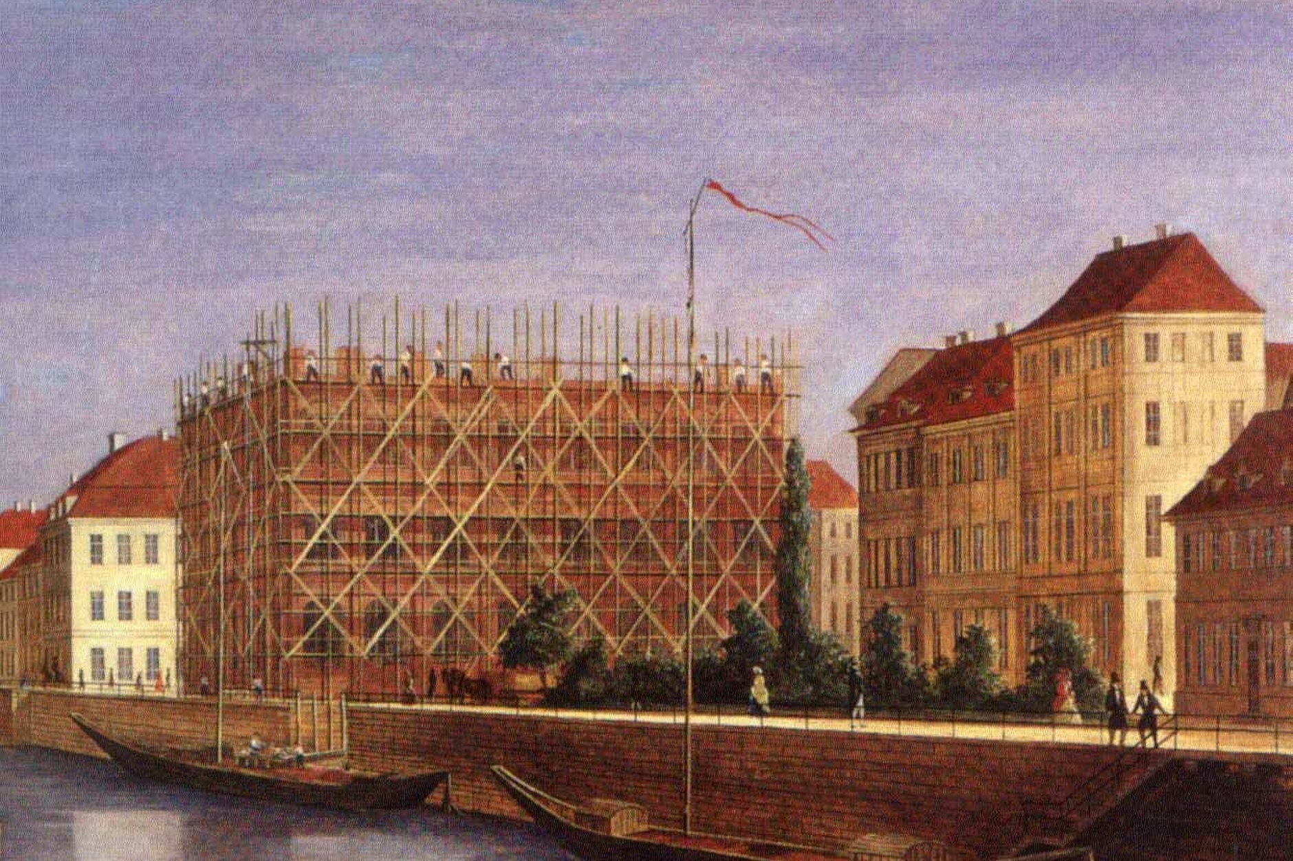 Bauakademiegebäude am Werderschen Markt in Bau um 1835, unbekannter Maler.