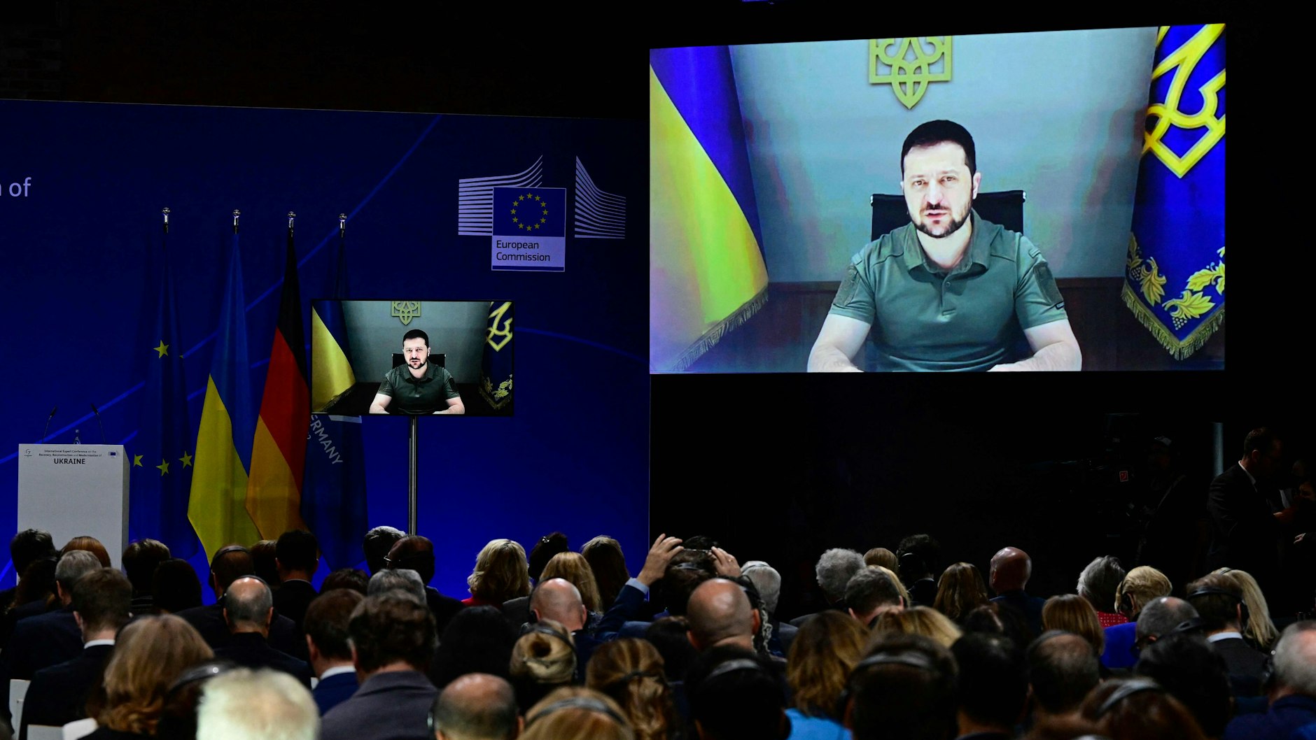 Wolodymyr Selenskyj wurde per Video nach Berlin geschaltet.