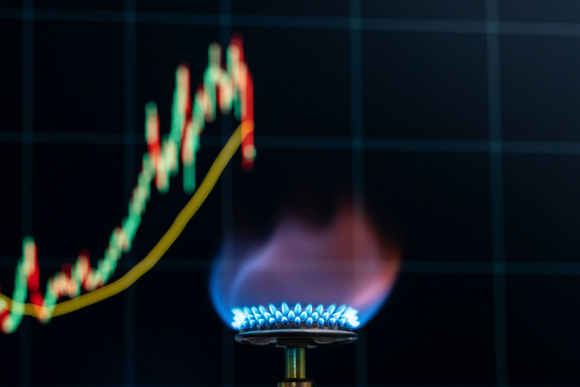 Gasflamme und Aktienkurse.