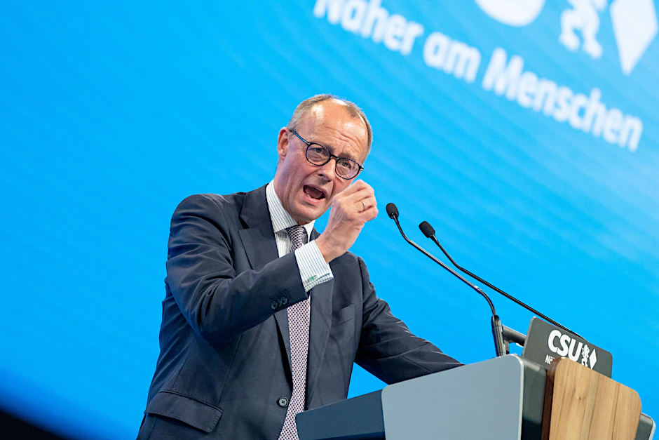 Friedrich Merz, Parteivorsitzender der CDU, während dem CSU -Parteitag.&nbsp;