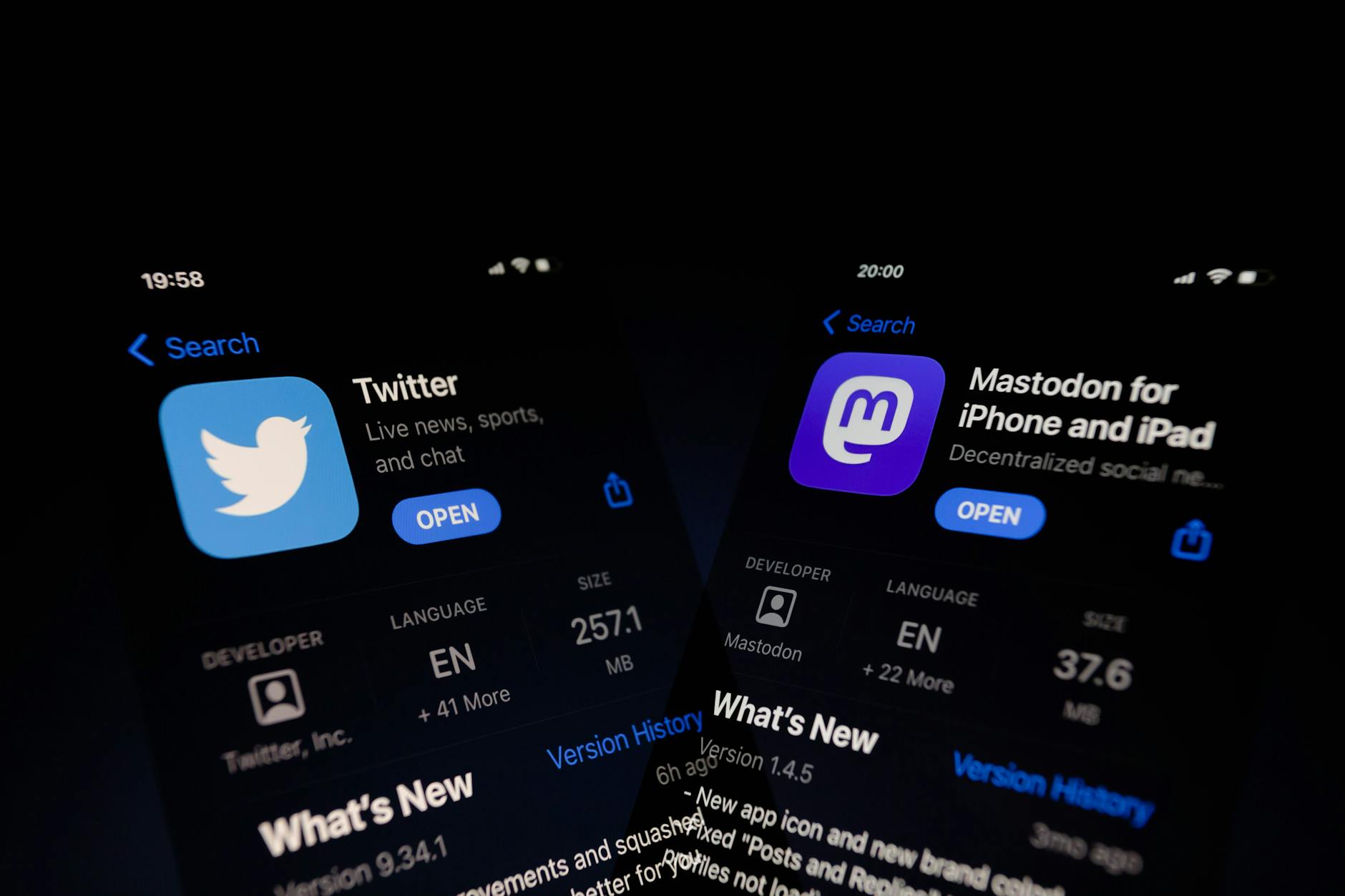 Twitter- und Mastodon-App. 