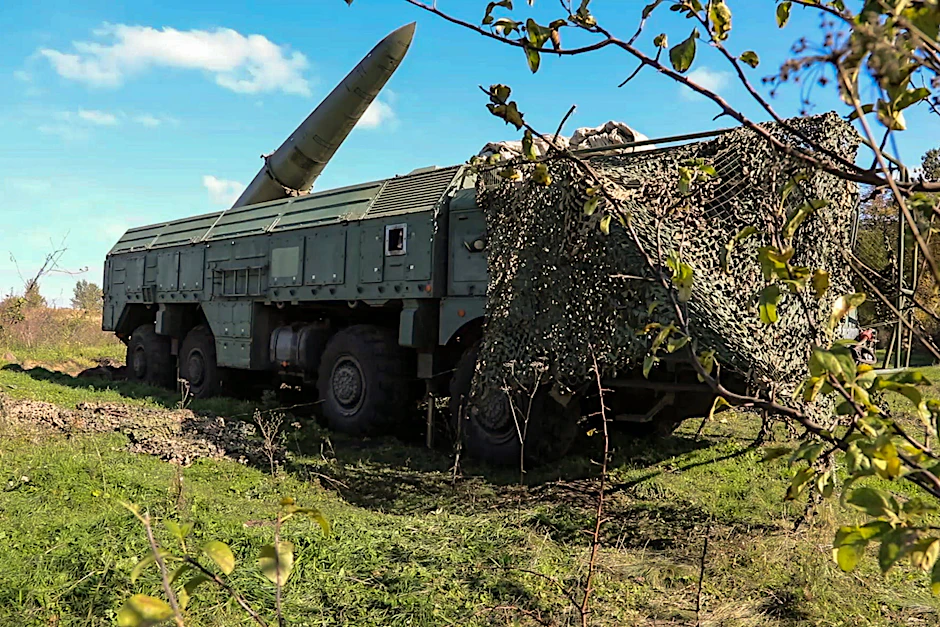 Eine russische Boden-Boden-Rakete vom Typ Iskander-M. Die USA und die Ukraine befürchten, dass der Iran Russland mit Mittelstreckenraketen beliefern könnte, die der Iskander-M ähneln.