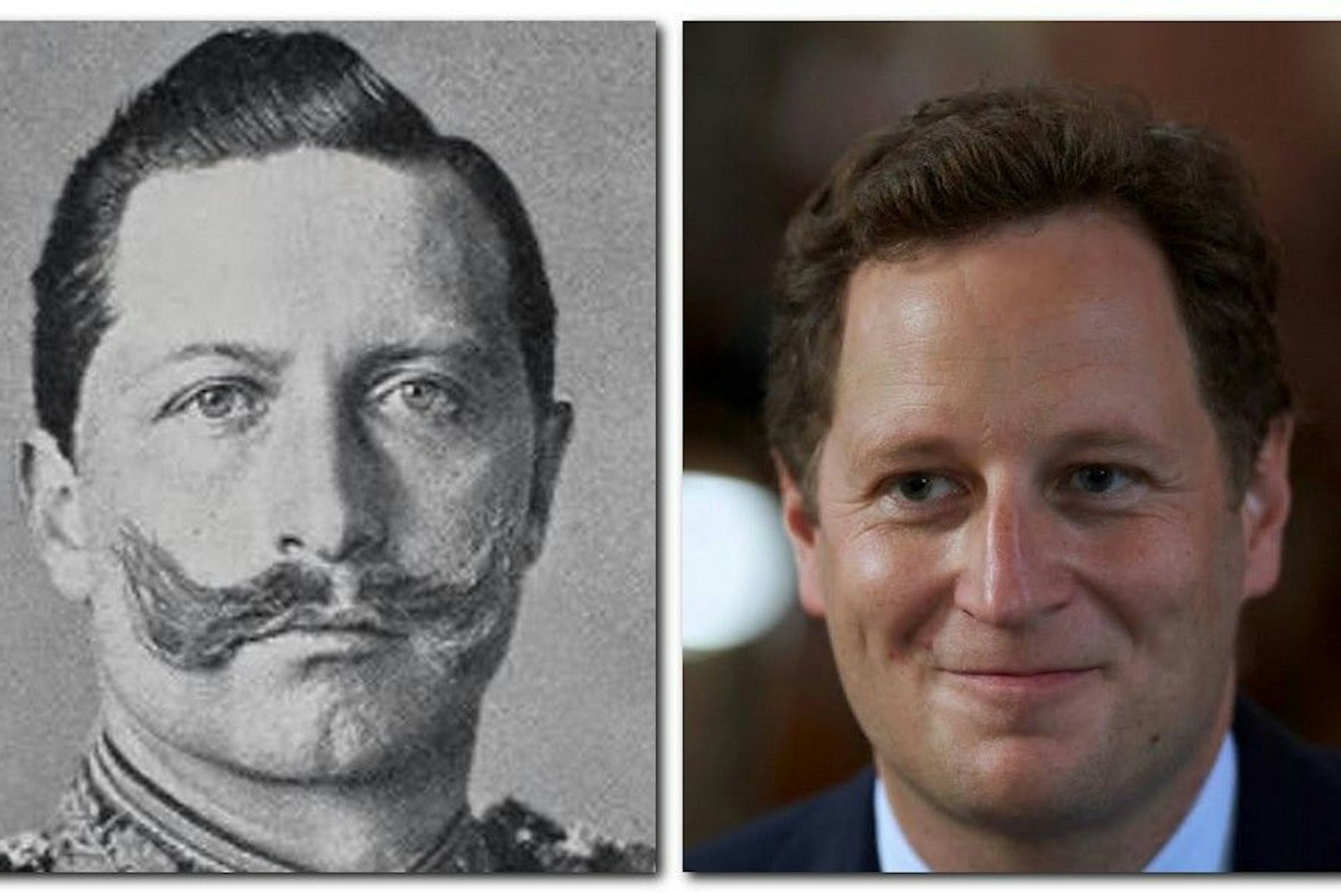 Kaiser Wilhelm II, letzter deutscher Kaiser. Rechts: Georg Friedrich von Preußen, der Chef des Hauses Hohenzollern.