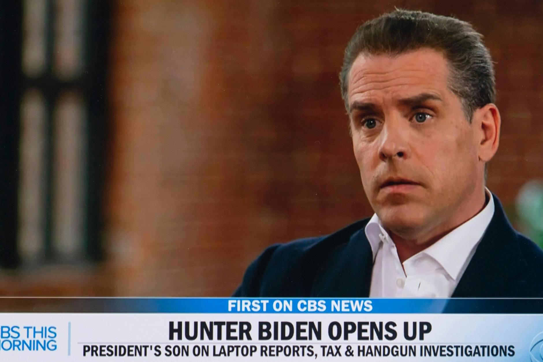 New York, 5. April 2021: Hunter Biden setzt sich zu einem Interview mit dem Korrespondenten Anthony Mason in „CBS – This Morning“ zusammen. Während des Gesprächs redet der Sohn von Präsident Joe Biden über die verschiedenen Untersuchungen und Anschuldigungen, die das Futter für die Mühlen der rechten und Boulevardmedien sind.