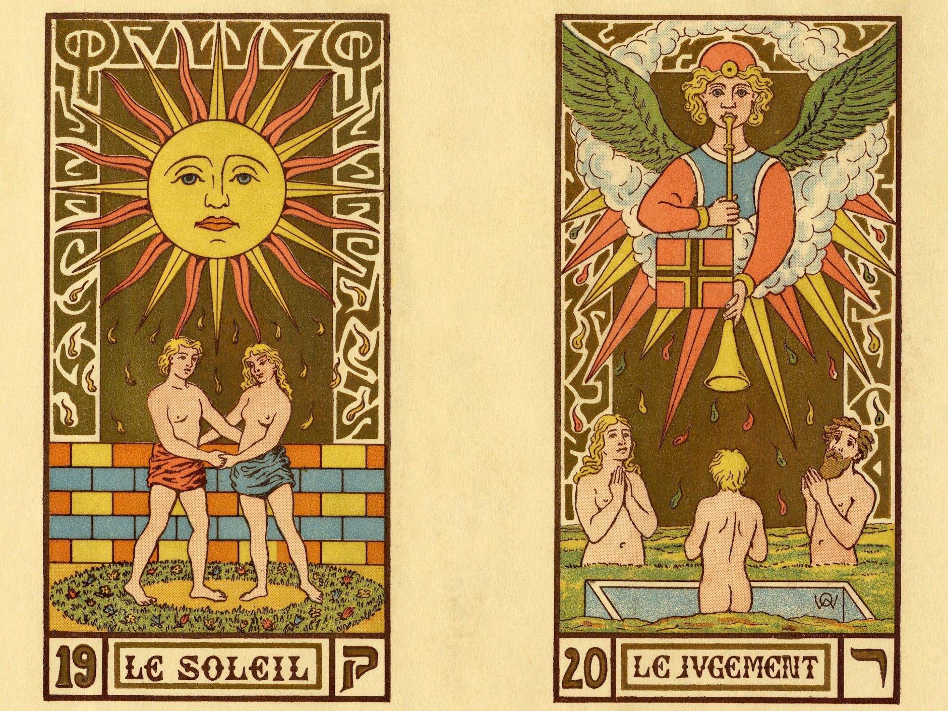 Tarotkarten ursprünglich 1889 von dem Symbolisten Oswald Wirth entworfen und 1926 in leicht veränderter Form in einer limitierten lithografischen Auflage veröffentlicht.